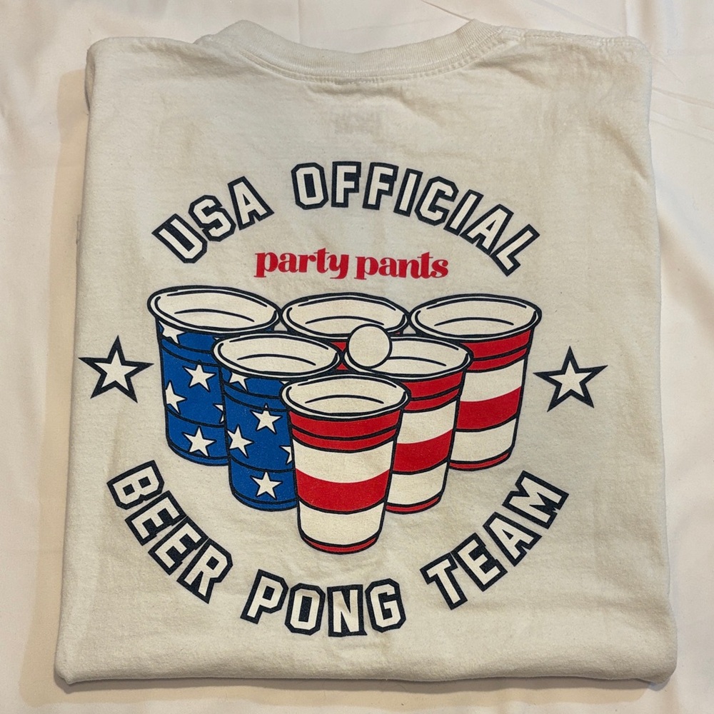 USA Official Beer Pong Team Olympic Novelty Tee American Flag Solo Cups Graphic